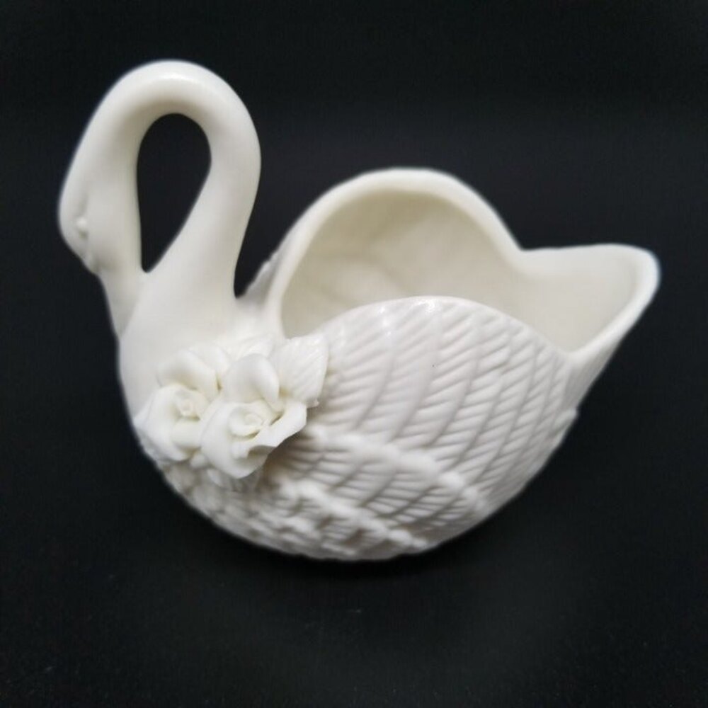 Swan Figurine Hand Crafted UG Collectible Ceramic Cream Colored